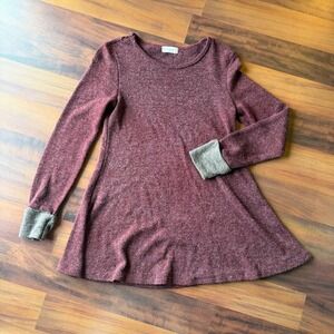 Altard State‎ Burgundy Heathered Long Sleeve A Line Dress Womens Size S
